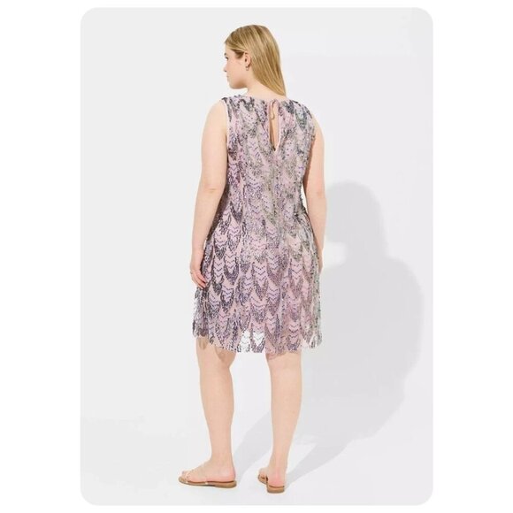 Torrid Pink and Black Lace Mini Sequin Shift Dress 1X - Picture 3 of 11